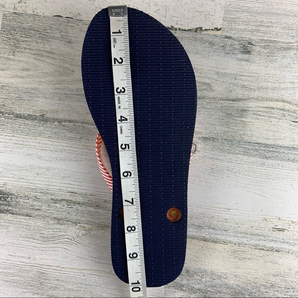 VERA BRADLEY Navy Blue Orange Flip Flops 7-8 - Picture 8 of 9
